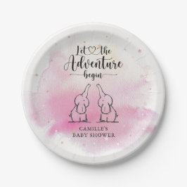 Twins Elephants Baby shower Paper Bord