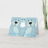 Twins Felicitaties Teddy Bear in blauw Kaart (Voorkant)