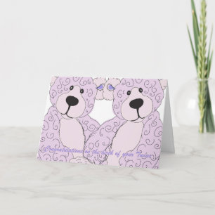 Twins Felicitaties Teddy Bear in het roze Kaart