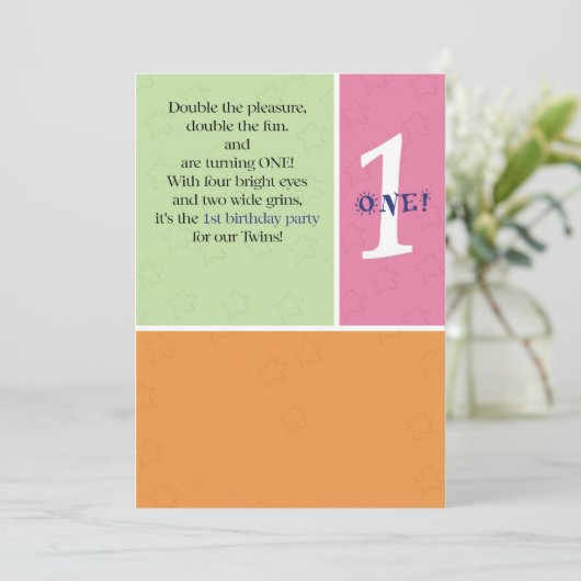 Twins First Birthday Kaart (Staand voorkant)