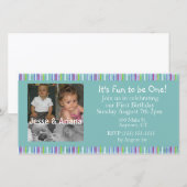 Twins First Birthday Party Invitation (Voorkant / Achterkant)