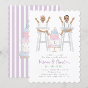 Twins First Birthday Smash Cake Kaart