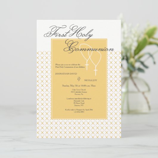 Twins First Heilige Communie Kaart (Staand voorkant)