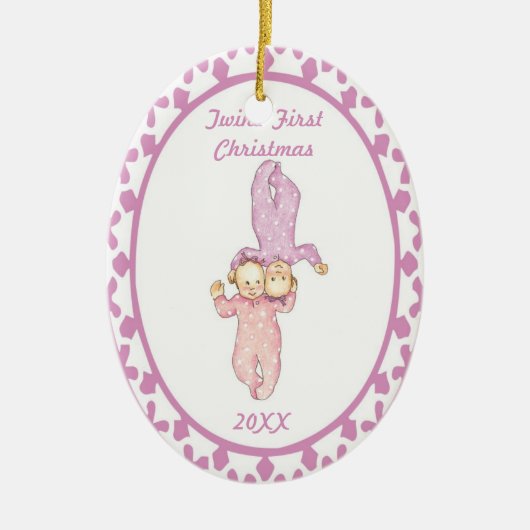 Twins First KerstGirl Oval Ornament (Voorkant)