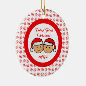 Twins First Kerstkerstkerstkerstkerstkerstkerstker Keramisch Ornament (Rechts)