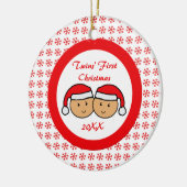 Twins First Kerstkerstkerstkerstkerstkerstkerstker Keramisch Ornament (Links)