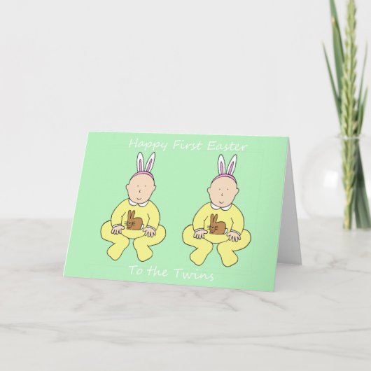Twins First Pasen Feestdagen Kaart (Voorkant)