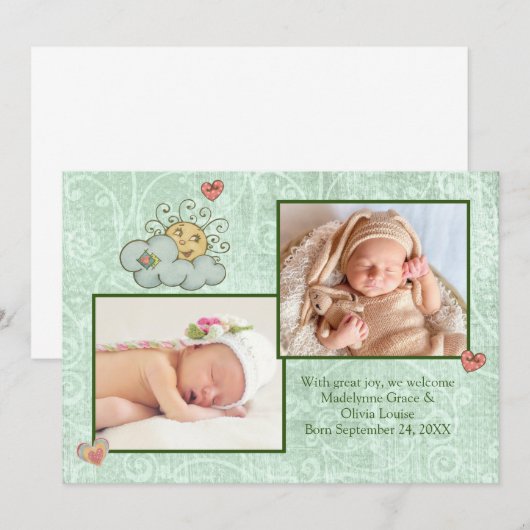 Twins Folk Art Green Aankondiging (Voorkant / Achterkant)