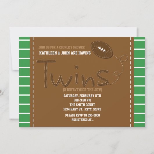 TWINS FOOTBALL Sport Baby shower Uitnodiging (Voorkant)