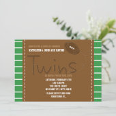 TWINS FOOTBALL Sport Baby shower Uitnodiging (Staand voorkant)