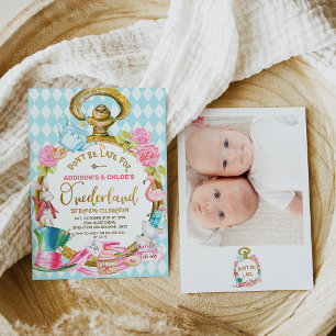 Twins Foto Bekijk Alice in Onederland Verjaardag Kaart