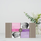 TWINS FOTO GEBOORTE AANKONDIGING :: gekoesterd 4L (Staand voorkant)