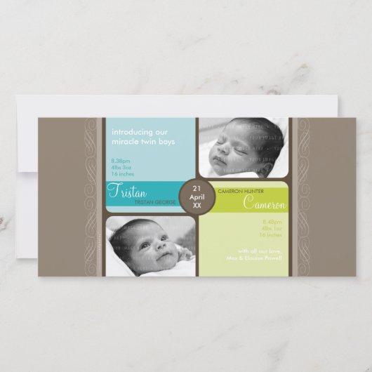TWINS FOTO GEBOORTEAANKONDIGING :: gekoesterd 2L Aankondiging (Voorkant)