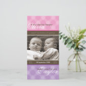 TWINS FOTO GEBOORTEAANKONDIGING :: harmonie 4P Aankondiging (Staand voorkant)