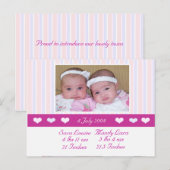 Twins Fotogeboorteaankondiging Aankondigingskaart (Voorkant / Achterkant)