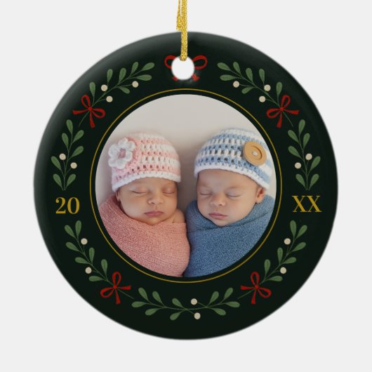 Twins Fotokrans Ornament – Donkergroen (Achterkant)