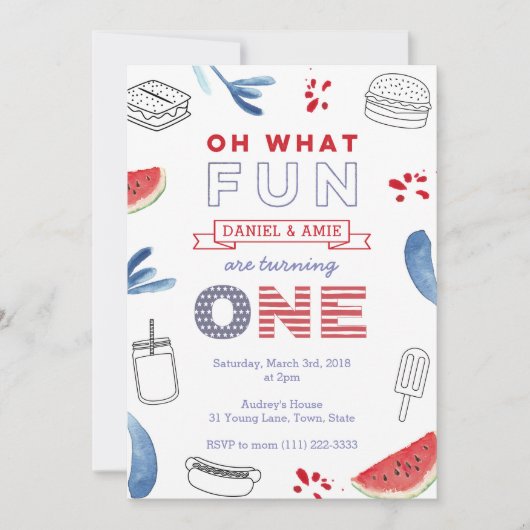 Twins Fun om een eerste verjaardag te zijn Kaart (Voorkant)