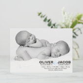 Twins geboortenaankondiging/bedankt kaart (Staand voorkant)