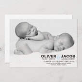 Twins geboortenaankondiging/bedankt kaart (Voorkant / Achterkant)