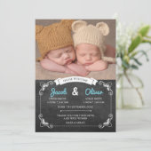 Twins geboortenaankondiging/bedankt kaart (Staand voorkant)