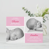 Twins geboortenaankondiging/bedankt kaart (Staand voorkant)