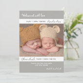 Twins geboortenaankondiging/bedankt kaart (Staand voorkant)