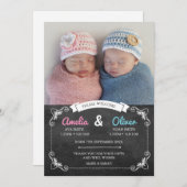 Twins geboortenaankondiging/bedankt kaart (Voorkant / Achterkant)