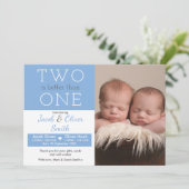 Twins geboortenaankondiging/bedankt kaart (Staand voorkant)