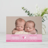 Twins geboortenaankondiging/bedankt kaart (Staand voorkant)