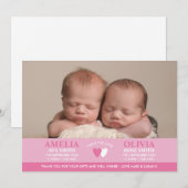 Twins geboortenaankondiging/bedankt kaart (Voorkant / Achterkant)