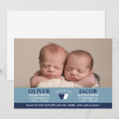 Twins geboortenaankondiging/bedankt kaart (Voorkant / Achterkant)