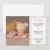 Twins geboortenaankondiging/bedankt kaart (Voorkant / Achterkant)