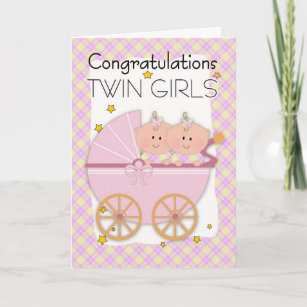 Twins - Gefeliciteerd met tweelingmeisjes in een f Kaart