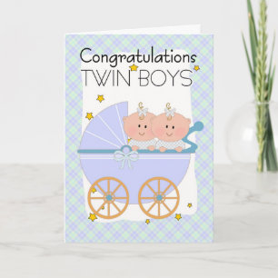 Twins - Gefeliciteerd tweelingjongens in een diagr Kaart