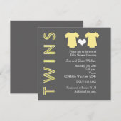 TWINS GELE Tweeling Baby Shower Uitnodiging (Voorkant / Achterkant)