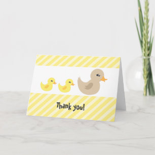 Twins Gender Neutral Duck Striped Baby shower Bedankkaart