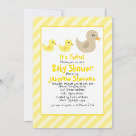 Twins Gender Neutral Duck Striped Baby shower Kaart