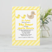 Twins Gender Neutral Duck Striped Baby shower Kaart (Staand voorkant)