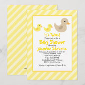 Twins Gender Neutral Duck Striped Baby shower Kaart (Voorkant / Achterkant)