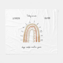 Twins Gender Neutral Waterverf Rainbow Milestone Fleece Deken