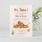 Twins genderneutraal baby shower kaart (Staand voorkant)