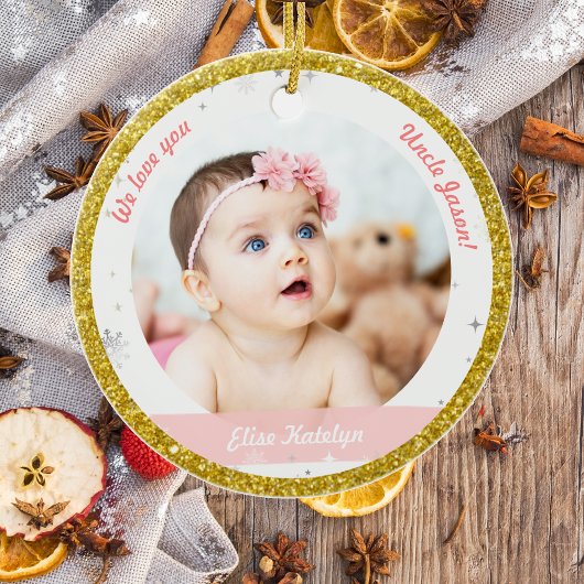 Twins Girl Boy Foto van oom First Kerstman Baby Keramisch Ornament