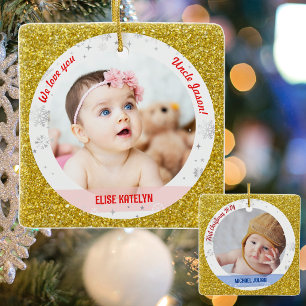 Twins Girl Boy Foto van oom First Kerstman Baby Keramisch Ornament