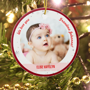 Twins Girl Boy Foto's Grandma First Kerstman Baby Keramisch Ornament