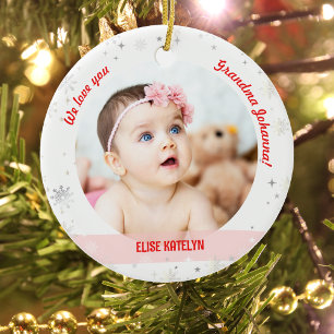 Twins Girl Boy Foto's Grandma First Kerstman Baby Keramisch Ornament