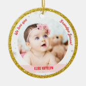 Twins Girl Boy Foto's opa First KerstBaby Keramisch Ornament (Voorkant)