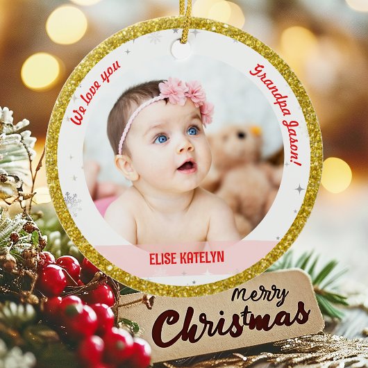 Twins Girl Boy Foto's opa First KerstBaby Keramisch Ornament
