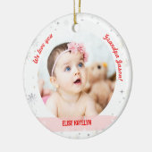 Twins Girl Boy Foto's opa First KerstBaby Keramisch Ornament (Links)