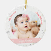 Twins Girl Boy Foto's tante First Kerstman Baby Keramisch Ornament (Voorkant)