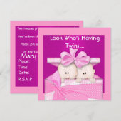 TWINS GIRLS BABY SHOWER INVITATION KAART (Voorkant / Achterkant)